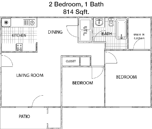 814 sq ft floorplan layout