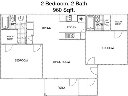 960 sq ft floorplan layout