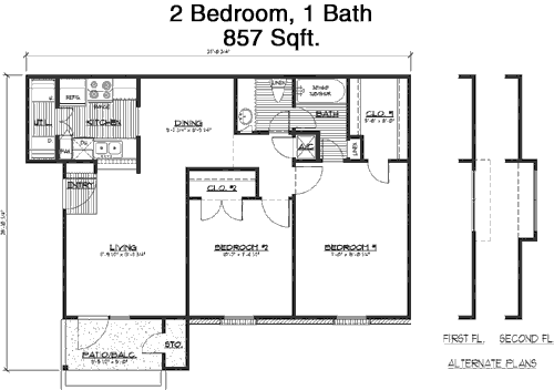 857 sq ft floorplan layout