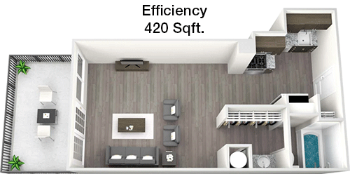 420 sq ft floorplan layout
