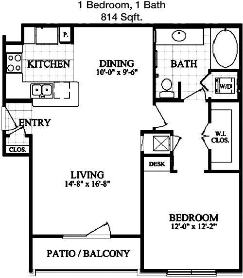 814 sq ft floorplan layout