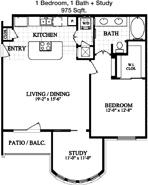 975 sq ft floorplan layout
