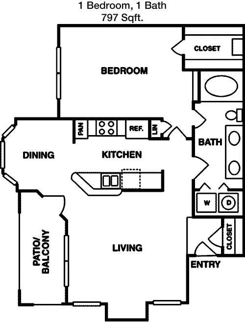 797 sq ft floorplan layout