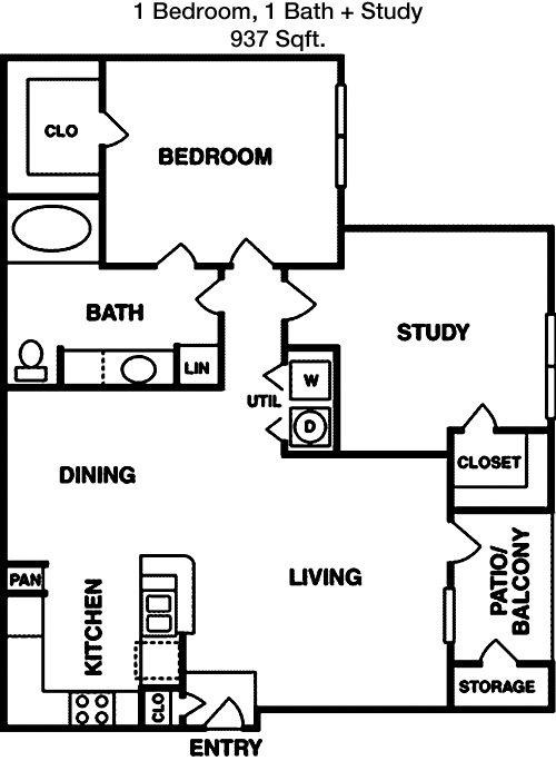 937 sq ft floorplan layout