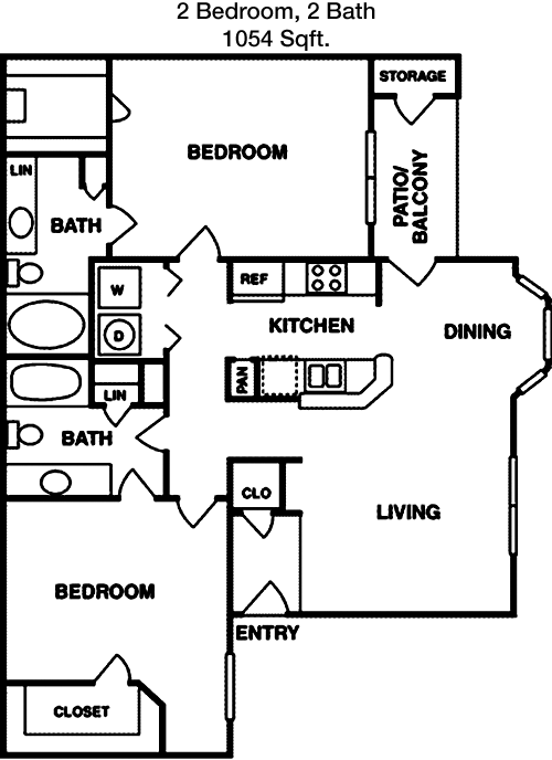 1,054 sq ft floorplan layout