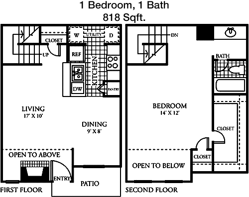 818 sq ft floorplan layout