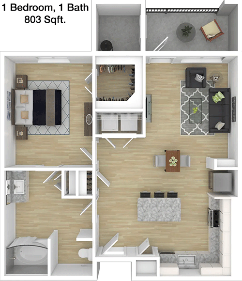 803 sq ft floorplan layout