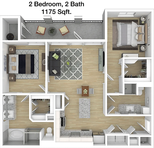1,175 sq ft floorplan layout