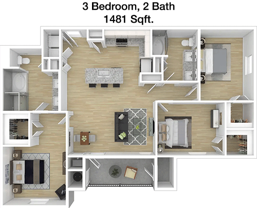 1,481 sq ft floorplan layout
