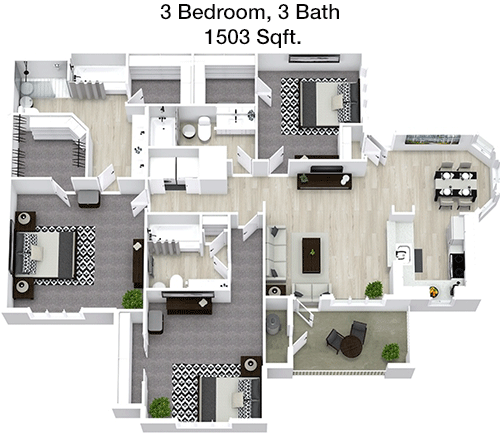 1,503 sq ft floorplan layout