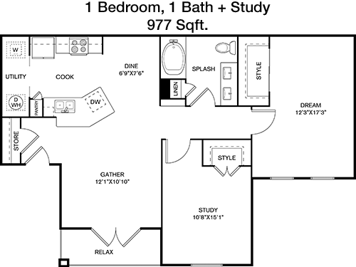 977 sq ft floorplan layout