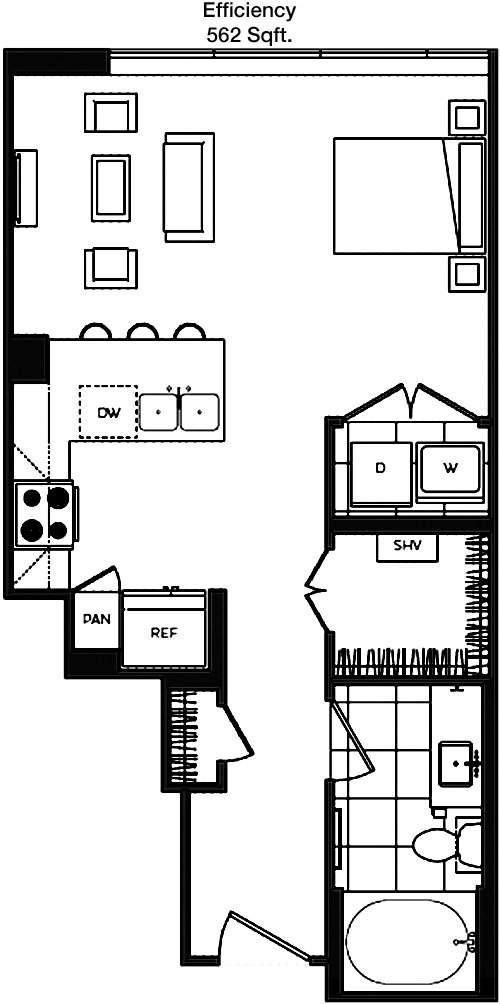 562 sq ft floorplan layout