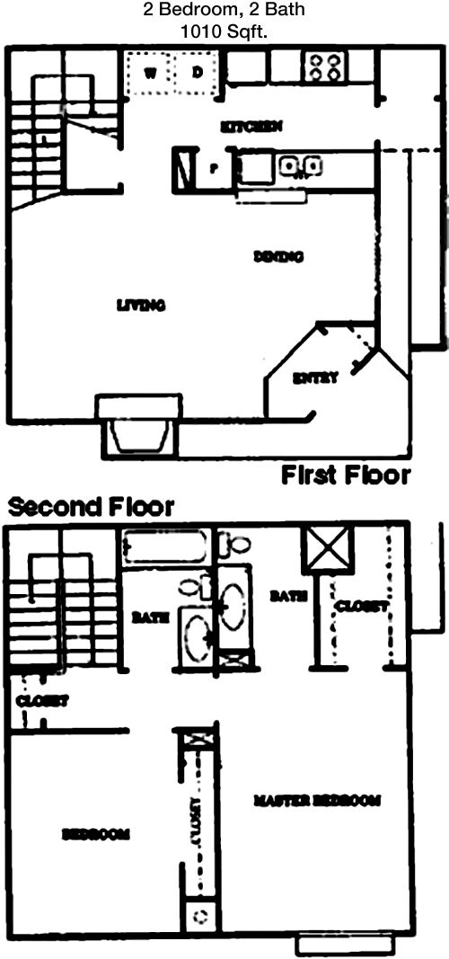 1,010 sq ft floorplan layout