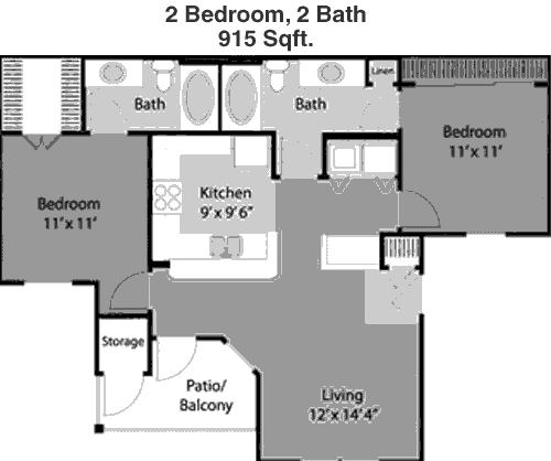915 sq ft floorplan layout