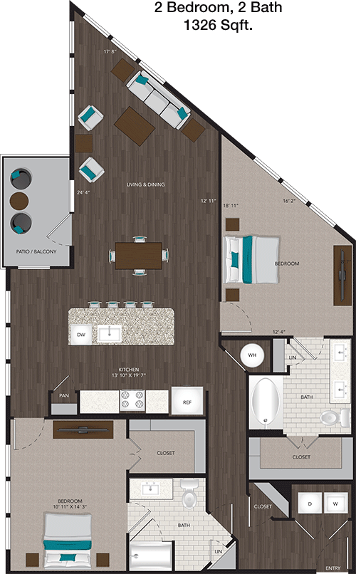 1,326 sq ft floorplan layout