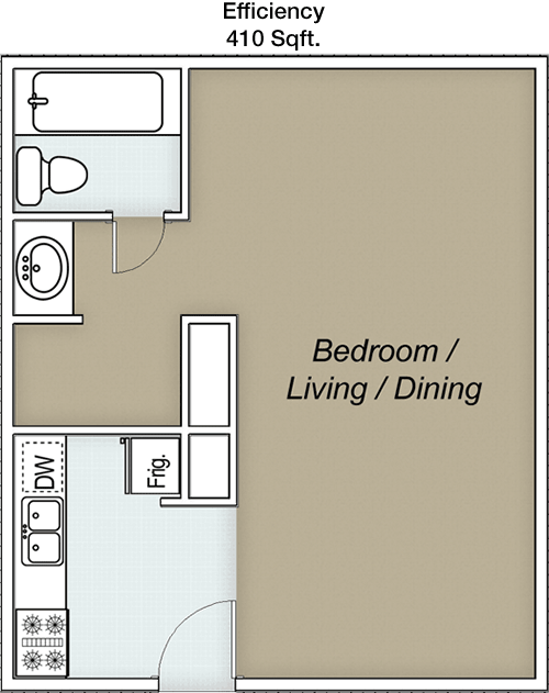 410 sq ft floorplan layout