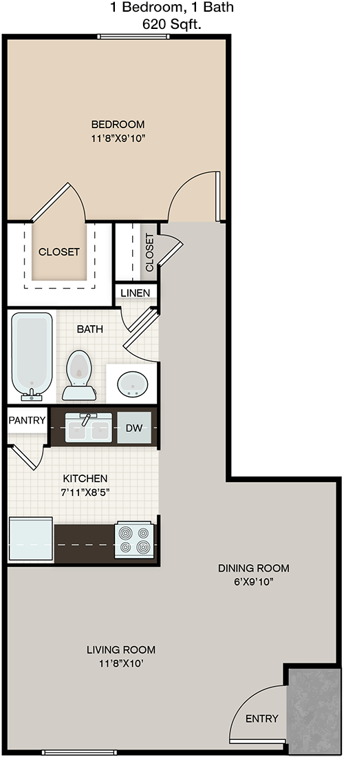 620 sq ft floorplan layout