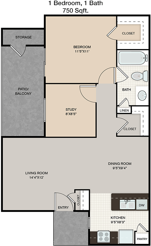 750 sq ft floorplan layout