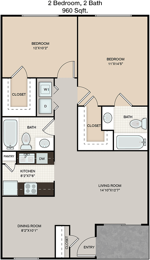 960 sq ft floorplan layout