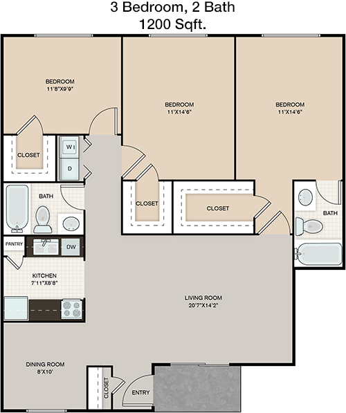 1,200 sq ft floorplan layout