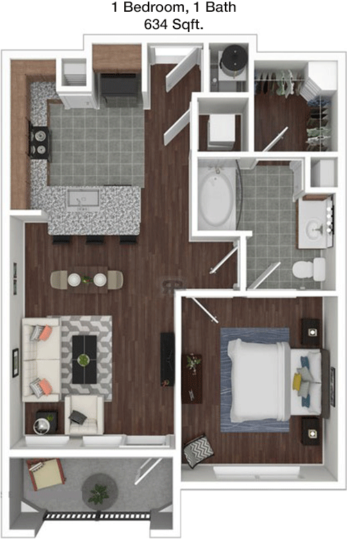 634 sq ft floorplan layout