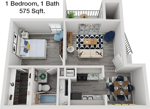 575 sq ft floorplan layout