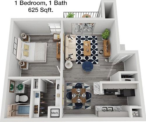 625 sq ft floorplan layout
