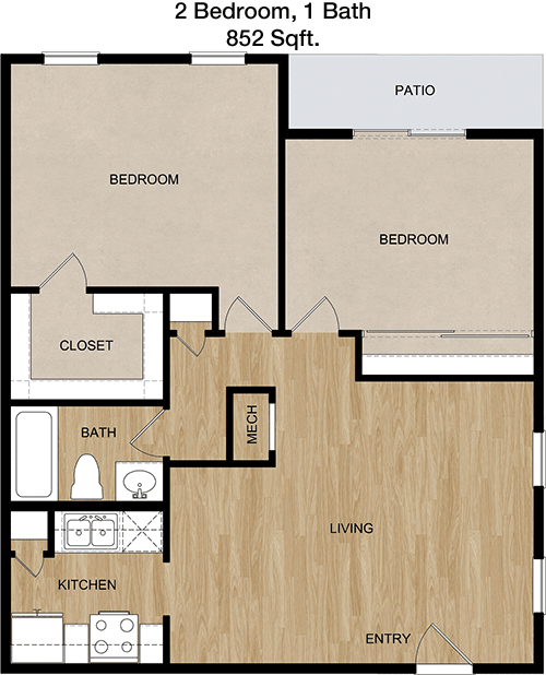 852 sq ft floorplan layout