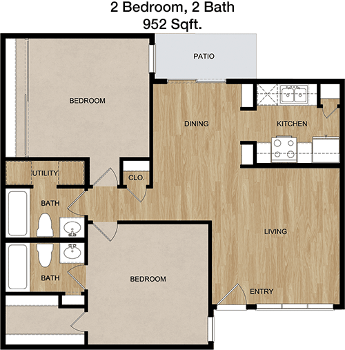 952 sq ft floorplan layout