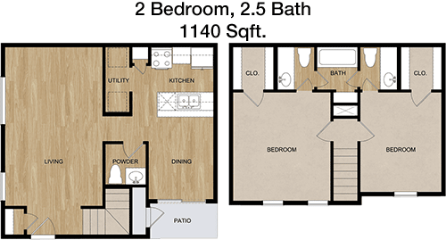 1,140 sq ft floorplan layout
