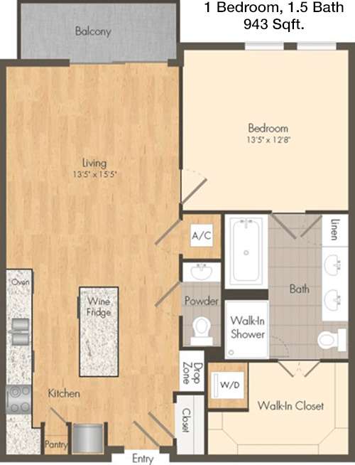 943 sq ft floorplan layout