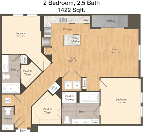1,422 sq ft floorplan layout