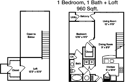 960 sq ft floorplan layout