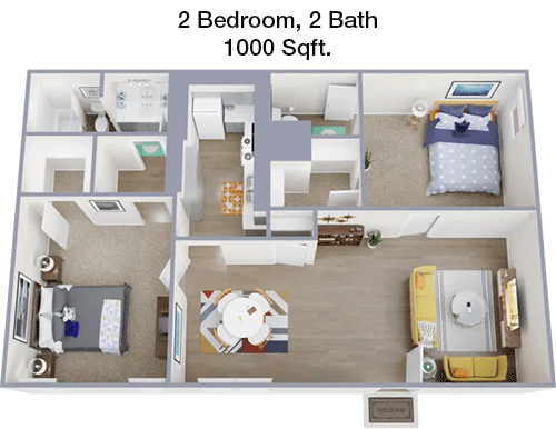 1,000 sq ft floorplan layout