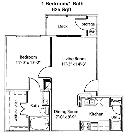 625 sq ft floorplan layout