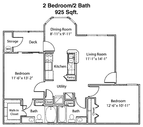925 sq ft floorplan layout