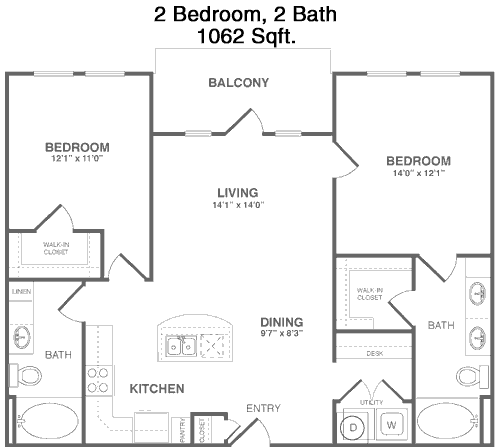 1,062 sq ft floorplan layout