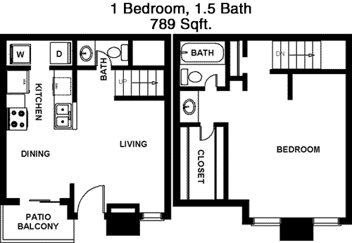 789 sq ft floorplan layout
