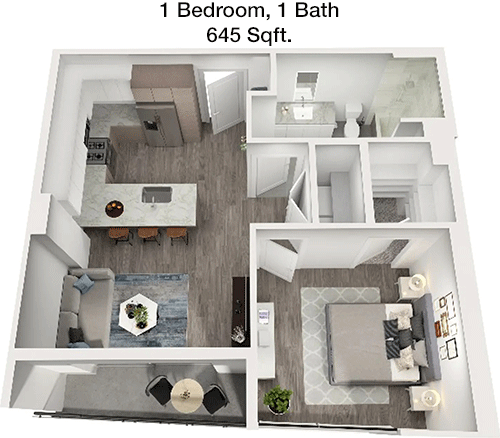 645 sq ft floorplan layout