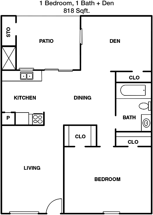 818 sq ft floorplan layout