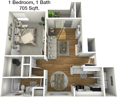 705 sq ft floorplan layout