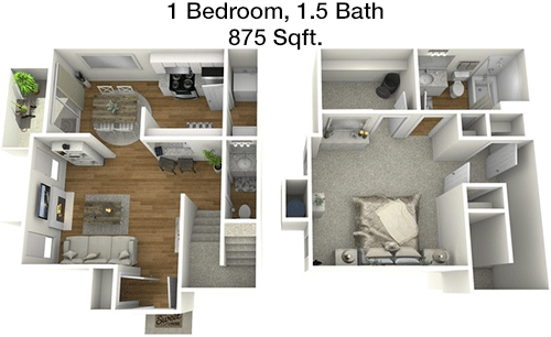 875 sq ft floorplan layout
