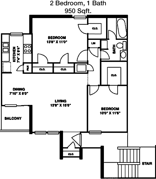 950 sq ft floorplan layout