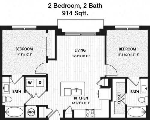 914 sq ft floorplan layout