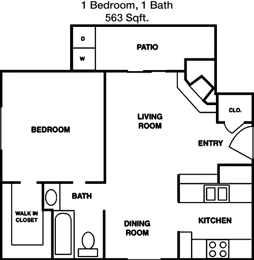563 sq ft floorplan layout