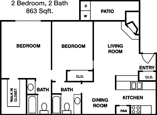 863 sq ft floorplan layout