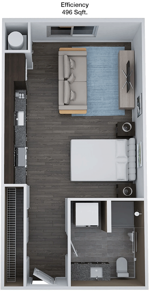 496 sq ft floorplan layout