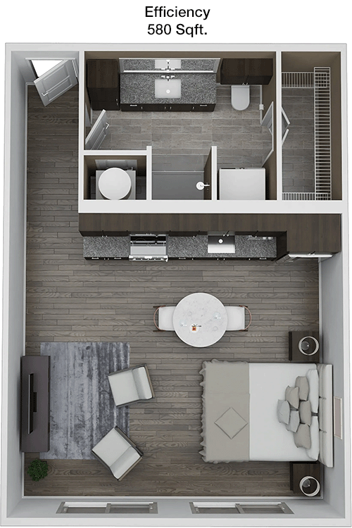 580 sq ft floorplan layout
