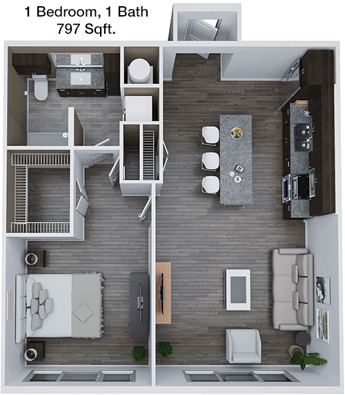 797 sq ft floorplan layout