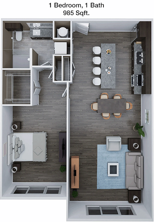 985 sq ft floorplan layout